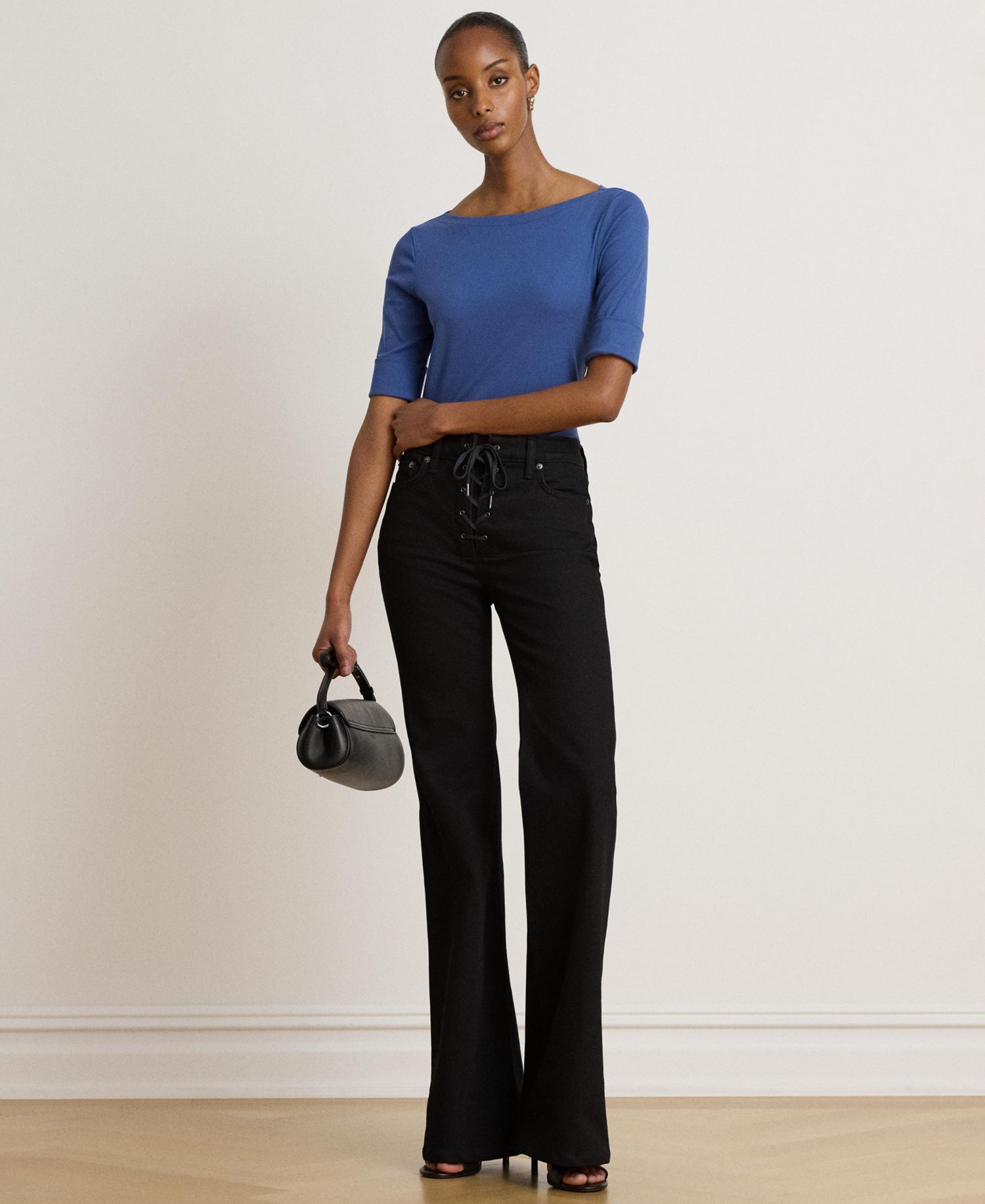 Stretch Cotton Boatneck T-Shirt