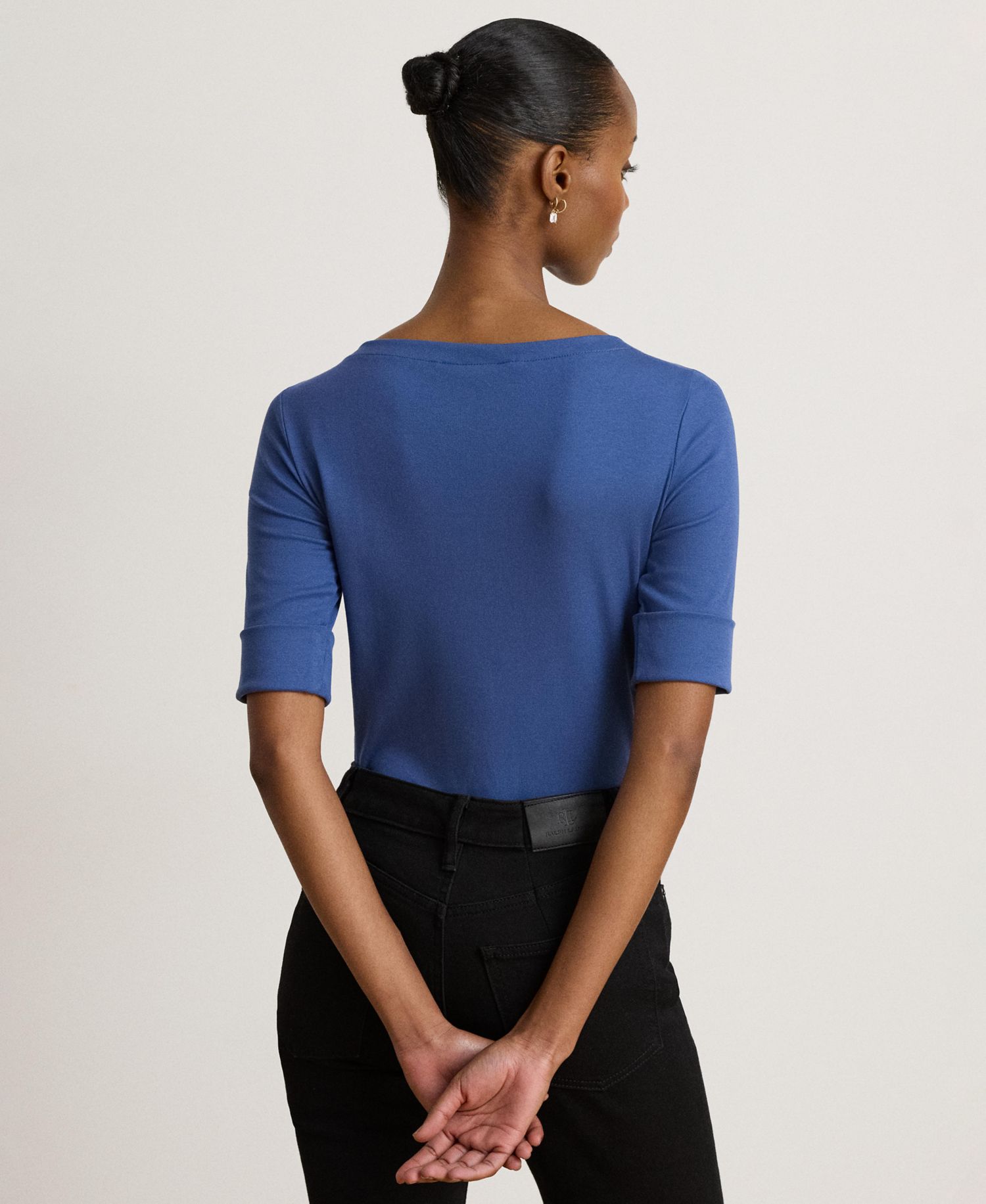 Stretch Cotton Boatneck T-Shirt