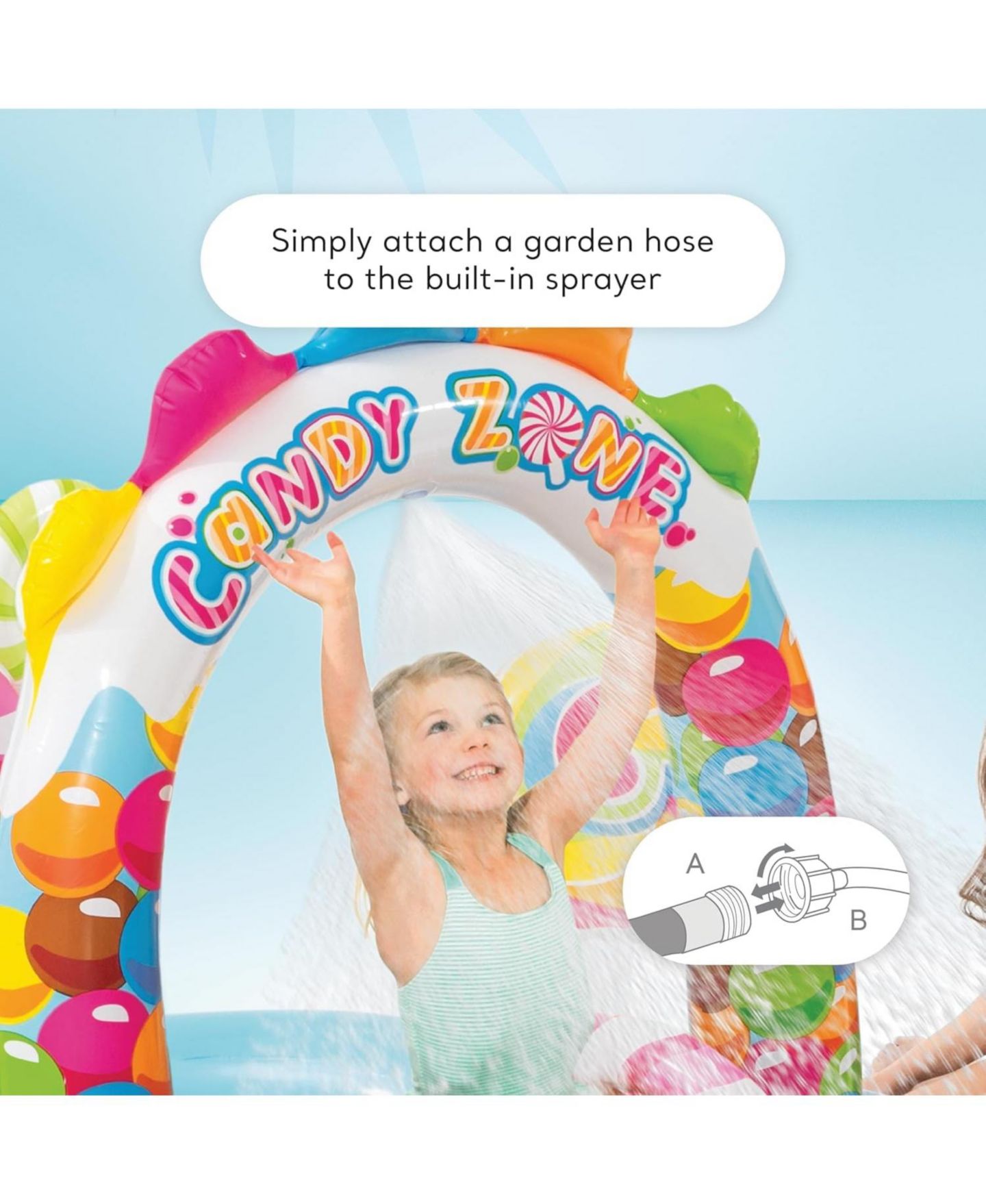 Детская игрушка GNUADZ Candy Zone Water Slide Splash Pad with Gumball Water Sprayer, 116" x 75" x 51", Ages 2+, цвет: Разноцветный — фото 3