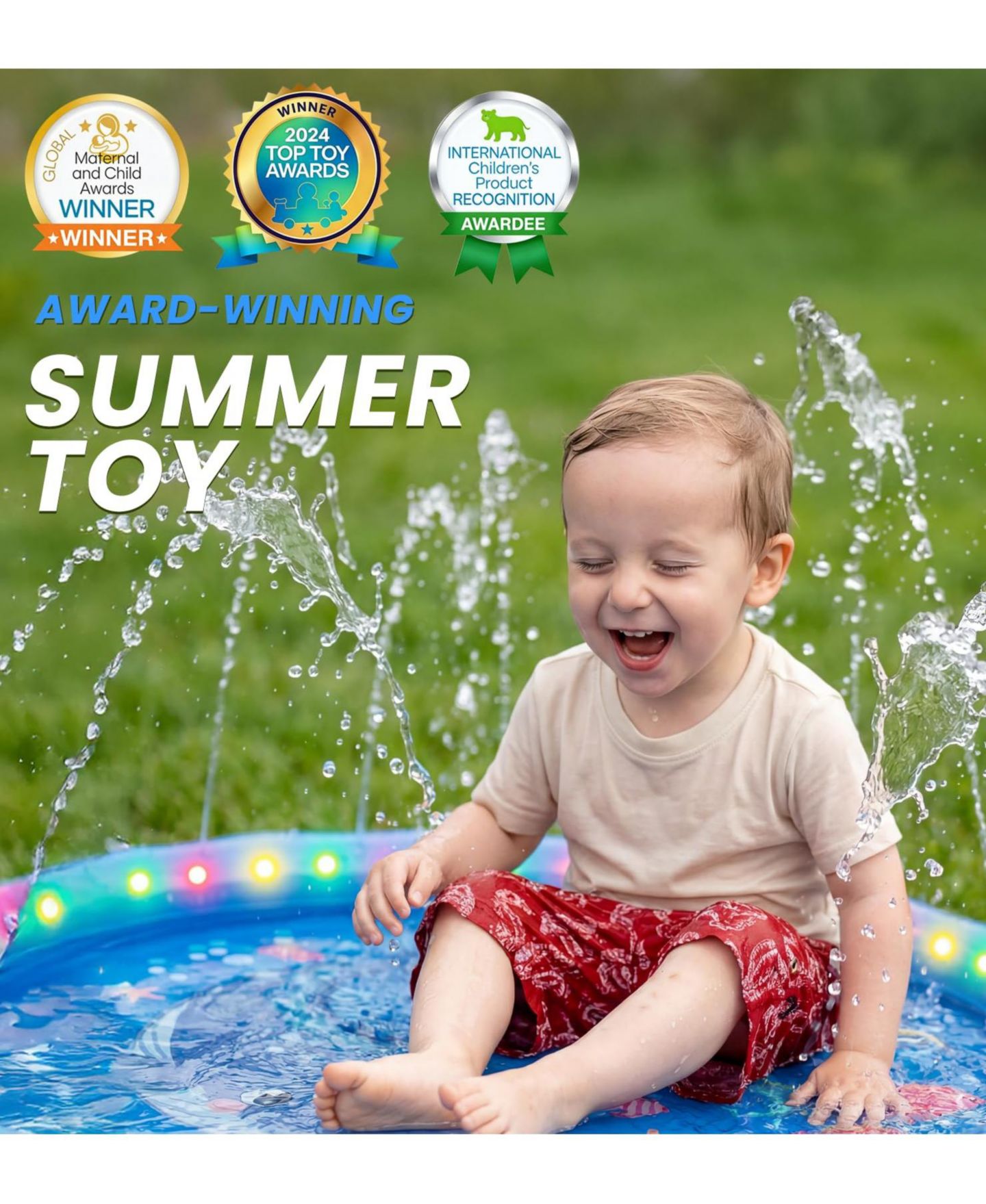 Детская игрушка GNUADZ Led Glowing Non-Slip Splash Pad, Ages 12+ Months, цвет: Синий — фото 4
