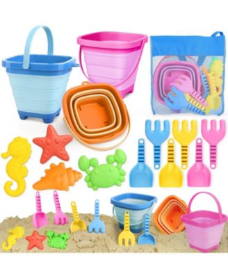 Kids Beach Sand Toys Collapsible Castle Bucket Shovel Mold Set