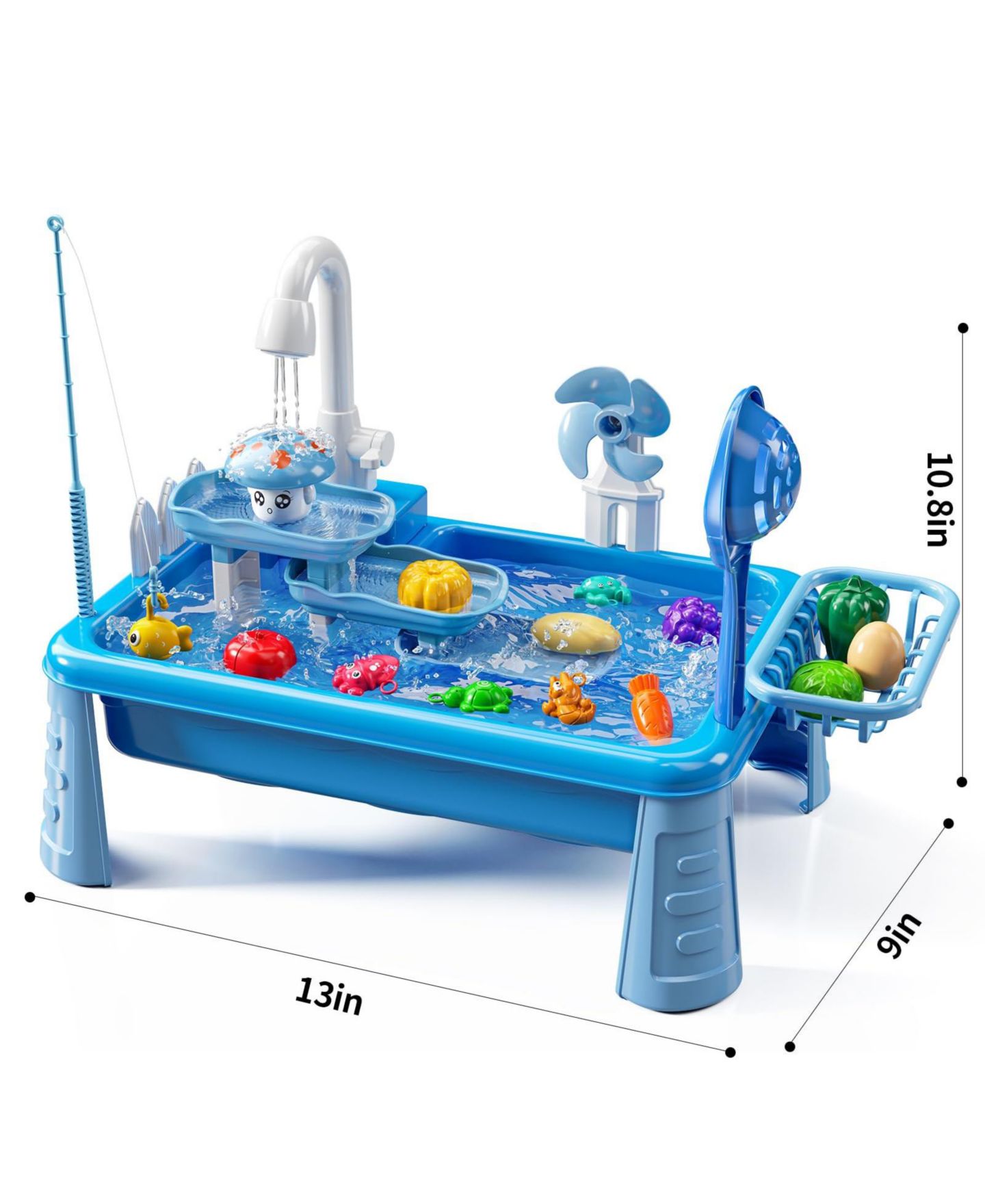 Детская игрушка GNUADZ Water Table Play Sink, 13"L x 9"W x 10.8"H, Running Water Fishing Activity Table, Ages 3-8, цвет: Electrical Water Table — фото 2