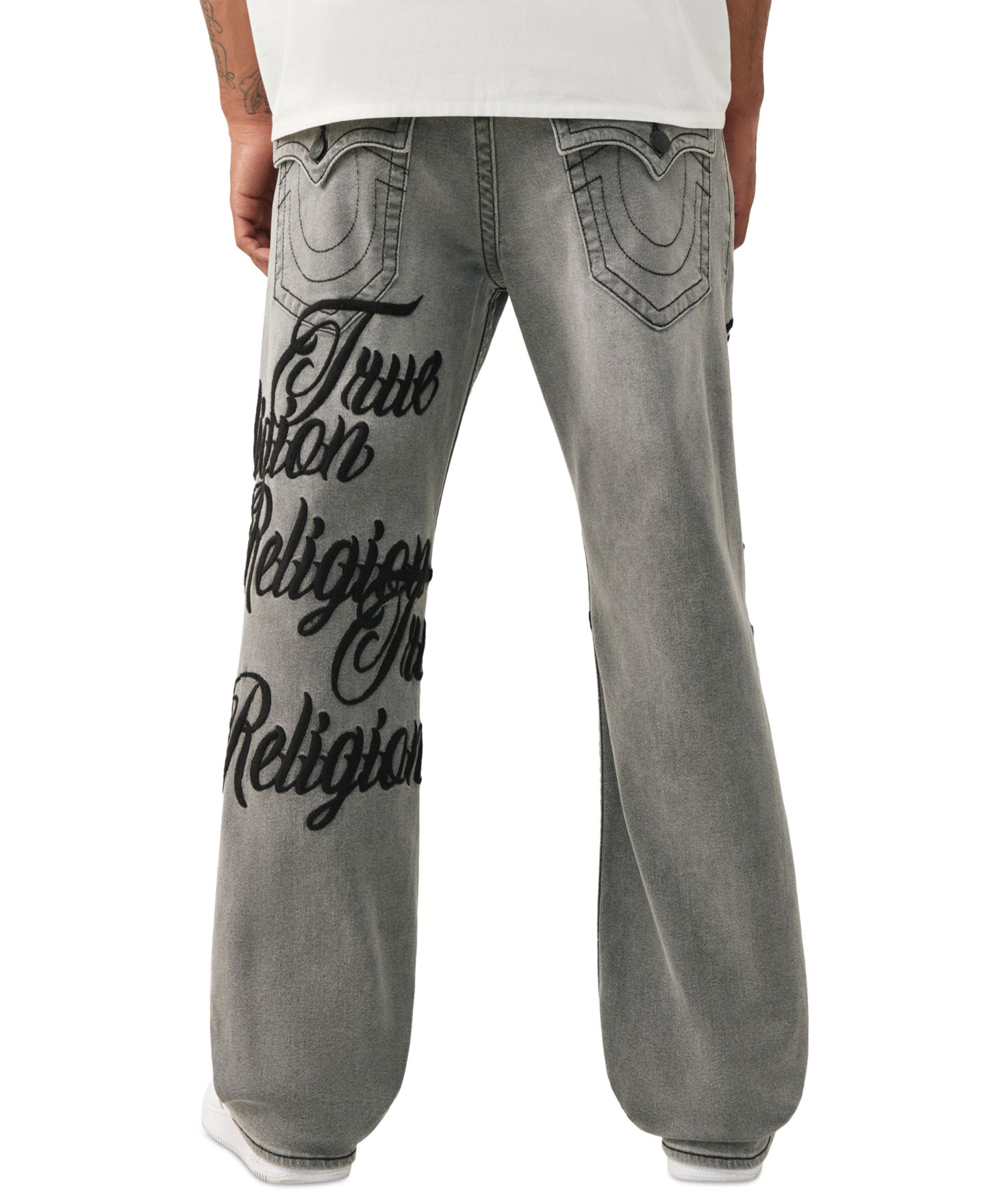 Мужские джинсы True Religion Billy Bootcut Embroidered Leg Flap, цвет: Сумеречный серый варёный — фото 3