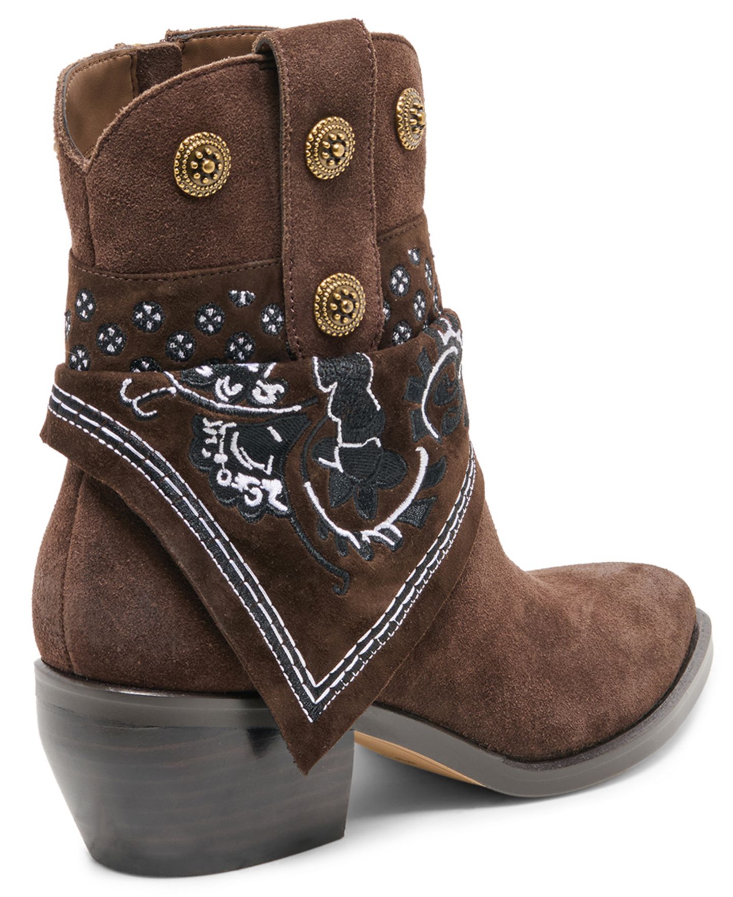 Женский шарф Dolce Vita Mekala Scarf Cuff Embroidered Western Booties, цвет: Тёмный коричневый замшевый — фото 7
