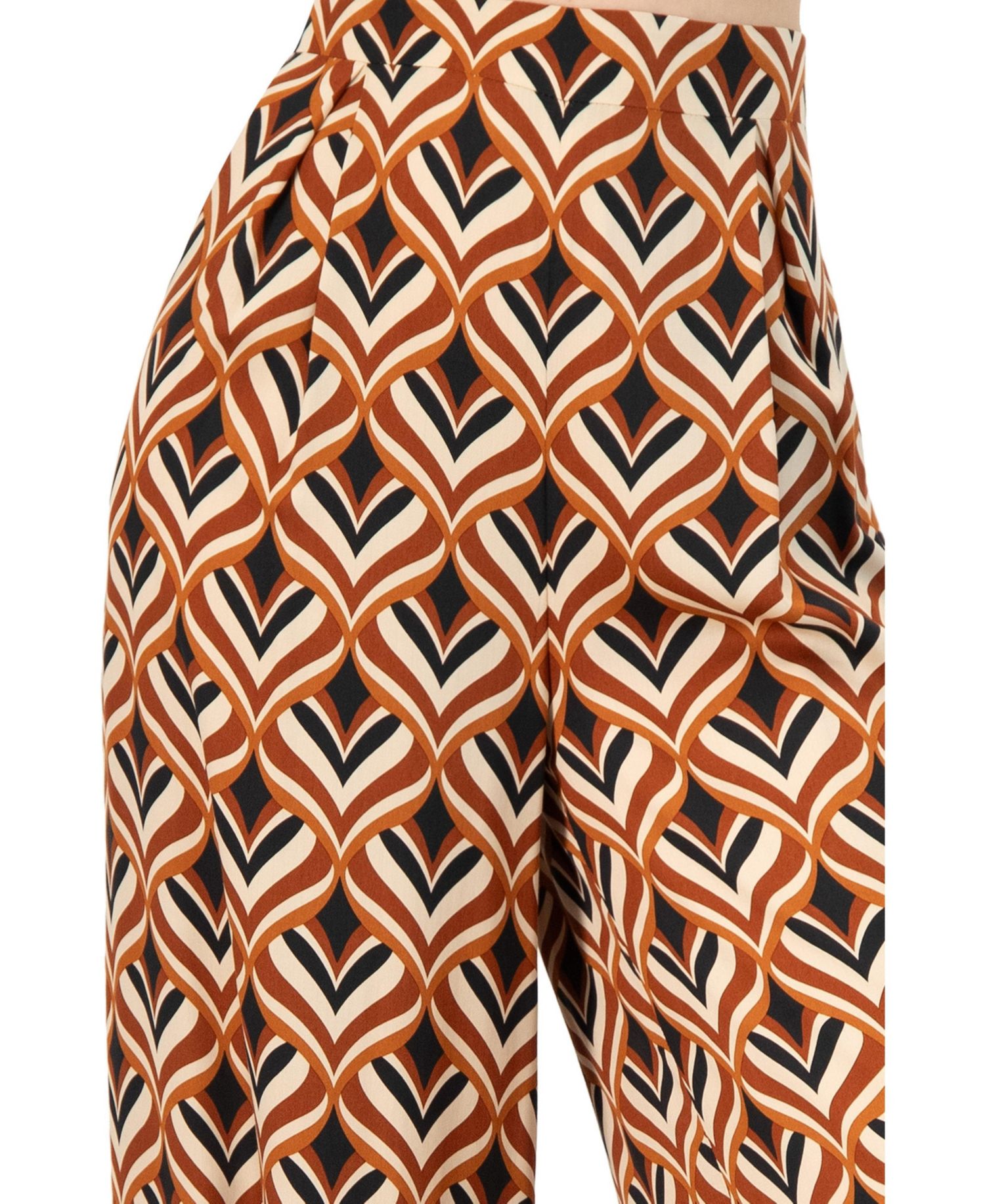 Women's Geometric Wide Leg Printed Pants with Side Zipper