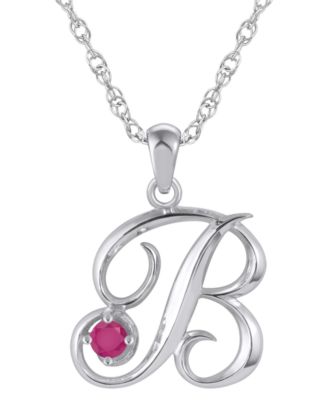 Ruby (1/6 ct. t.w.) Initial Pendant Necklace in 10k White Gold (Also Available 10k Yellow Gold)