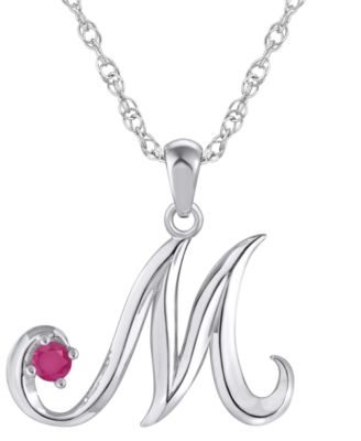 Macys Ruby 16 ct tw Initial Pendant Necklace in 10k White Gold Also Available 10k Yellow Gold - Ruby White Gold M 1350$