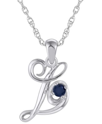 Macys Ruby 16 ct tw Initial Pendant Necklace in 10k White Gold Also Available 10k Yellow Gold - Sapphire White Gold L 1350$