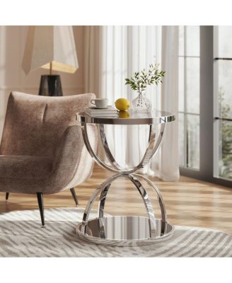 Modern 2-Tier Glass Side Table