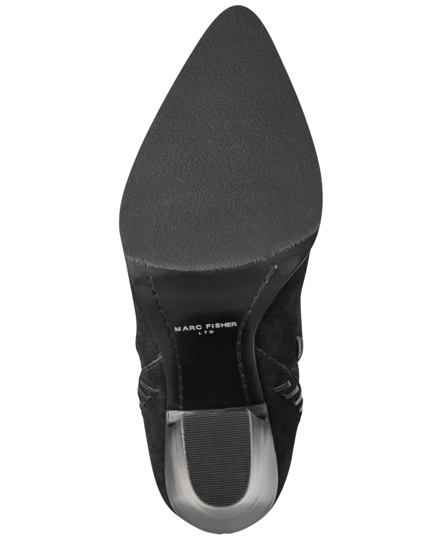 Женские ботинки Marc Fisher LTD Alvira Whipstitch Block Heel Booties, цвет: Чёрный замшевый — фото 5