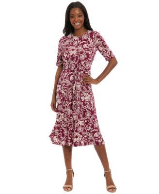 Women's Crewneck Fit and Flare Midi Dress