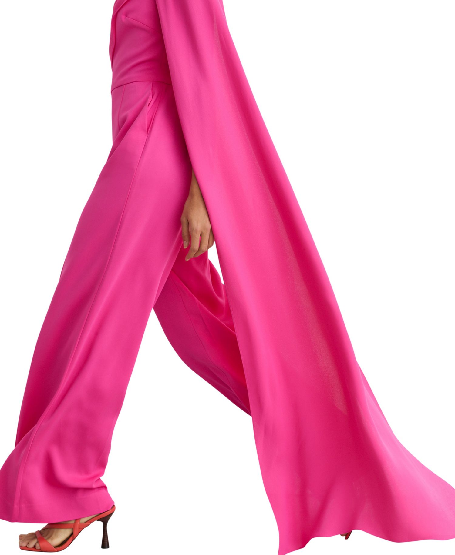 Women's One-Shoulder Drape Wide-Leg Jumpsuit
