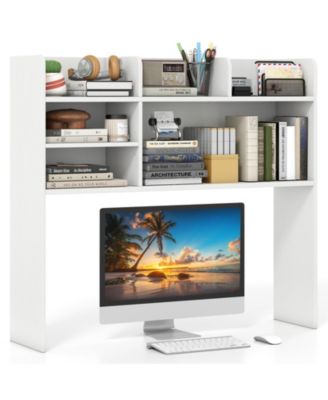 37'' Desktop Bookshelf Wooden Organizer w/6 Shelves 2 Anti-tipping Devices