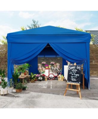 10x10Feet Outdoor Pop Up Tent Canopy With 4 Sidewalls Sand Bag And Carry Bag For Camping, Backyard Parties