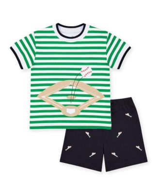 Toddler Boys Knit Short Set With Baseball Field