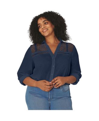 Women's Long Sleeve Lace Detail Shirt