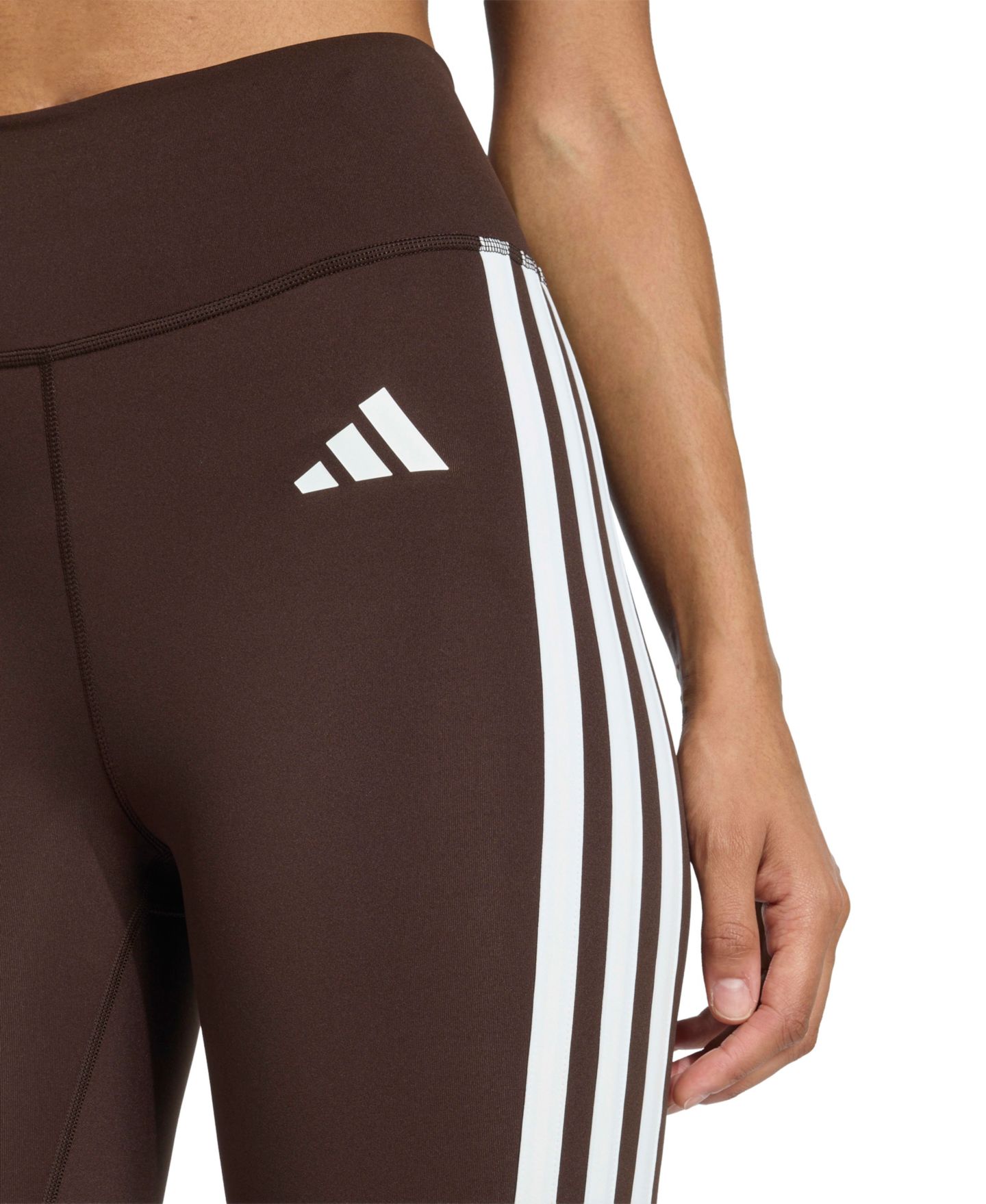 Женские леггинсы adidas Optime Essentials 3-Stripes Flared, цвет: Кофейный / Белый — фото 3