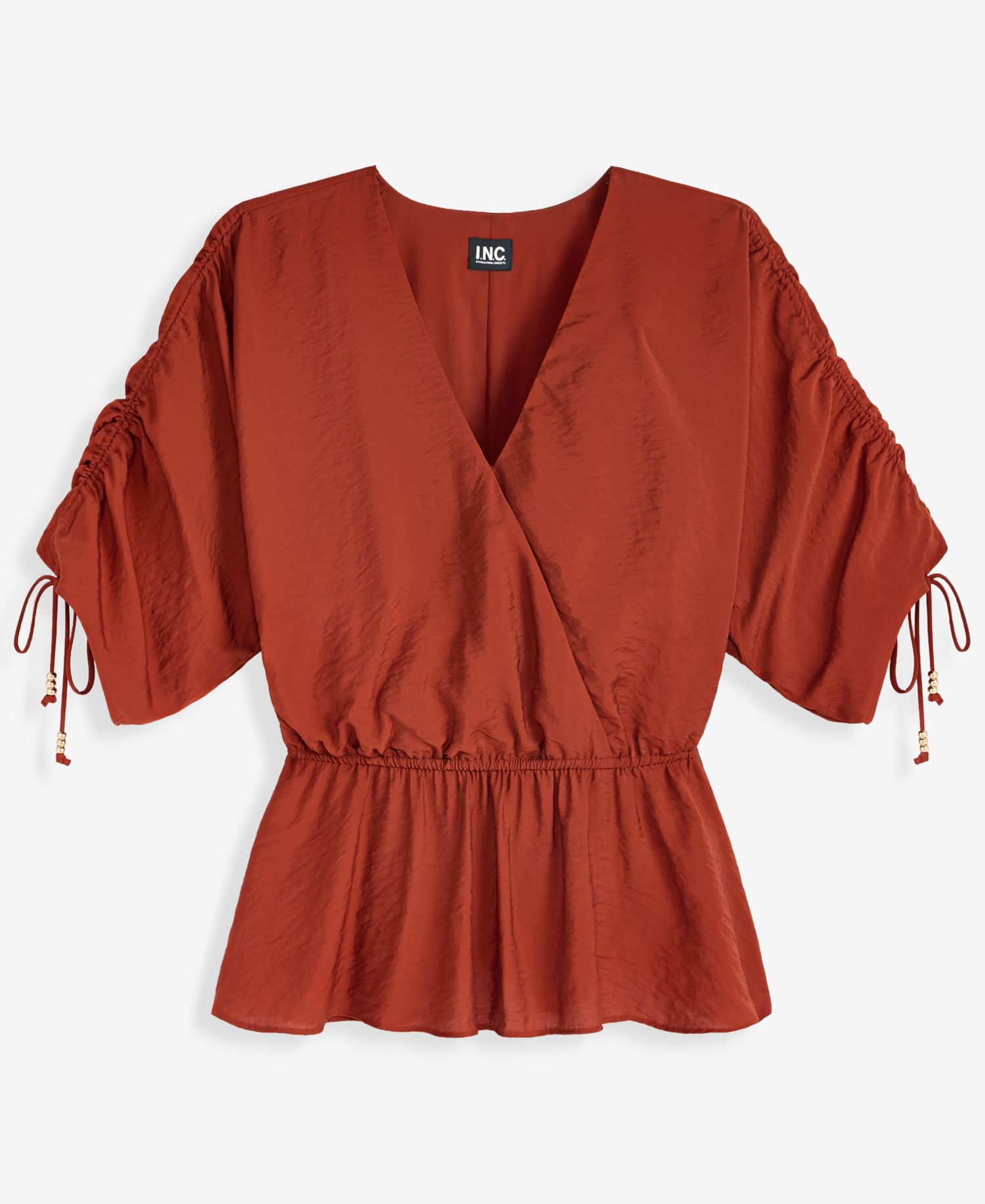 Women's Short-Sleeve Faux Wrap Peplum Top