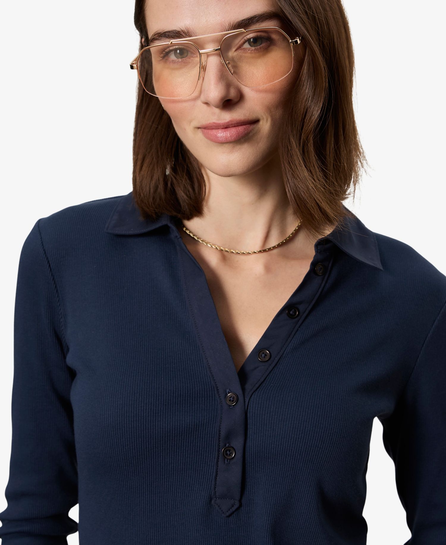 Petite Echo Button-Front Top