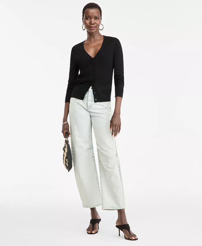 Women's V-Neck Cardigan Sweater - thumbnail 2