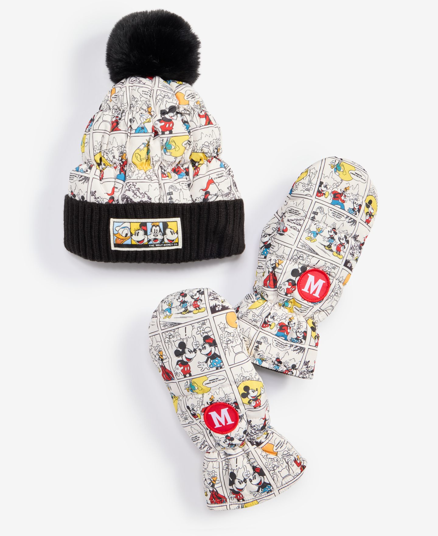 Комплекты Disney | Macy's Mickey & Friends Thanksgiving Day Parade Comic Strip Pom-Pom Beanie and Mittens, 2-Piece Set — фото 2