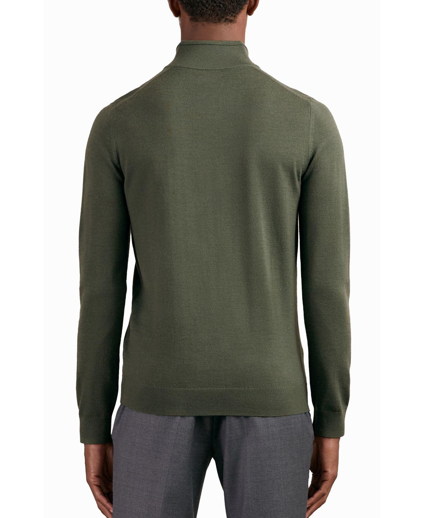 Мужской свитер REISS Blackhall Half Zip Funnel Merino Wool Jumper, цвет: Зелёный — фото 5