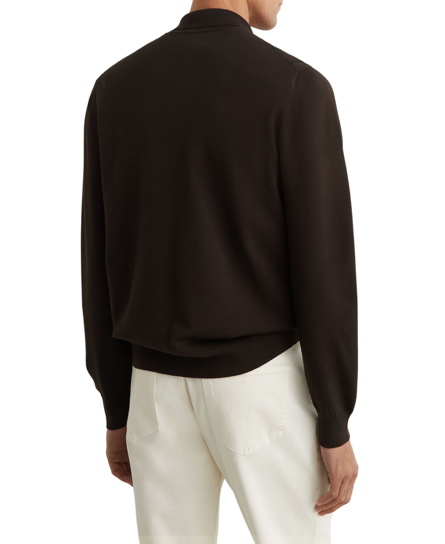 Мужской кардиган REISS Marsh Zip Through Wide Ribbed Cardigan, цвет: Шоколадный коричневый — фото 4