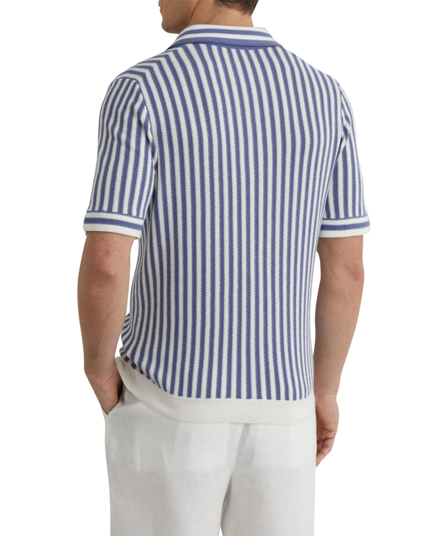 Men's Alba Open Collar Stripe Polo Shirt