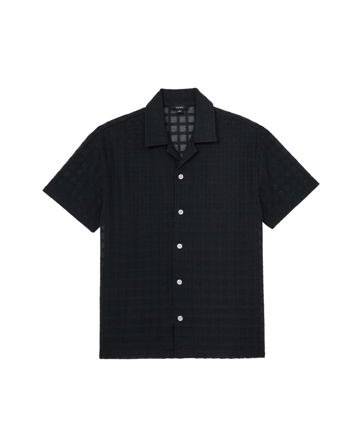 Reiss Men's Belardo Crochet Tile Cuban Shirt