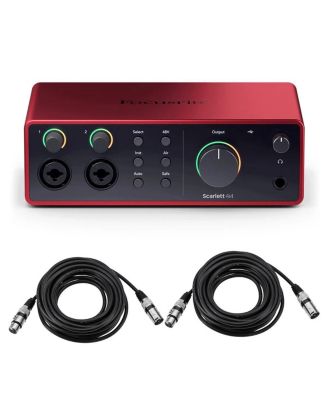 Scarlett 4i4 4th Gen USB Interface with Software Suite, Bundle with  XLR Male to Female Microphone Cable