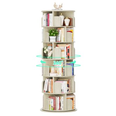 360 Display Wooden Rotating Bookcase, Corner Bookshelf for Small Space