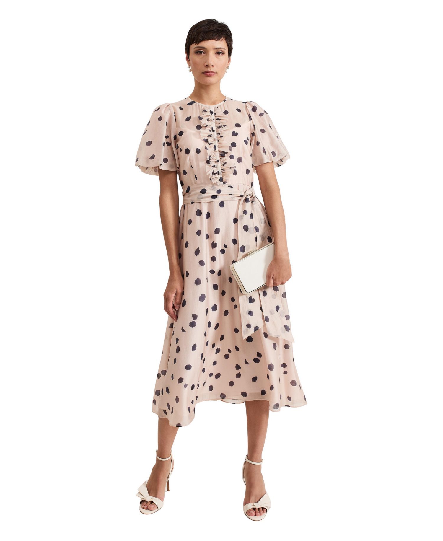 Women's Nicola Ruffle-Front Midi Dress