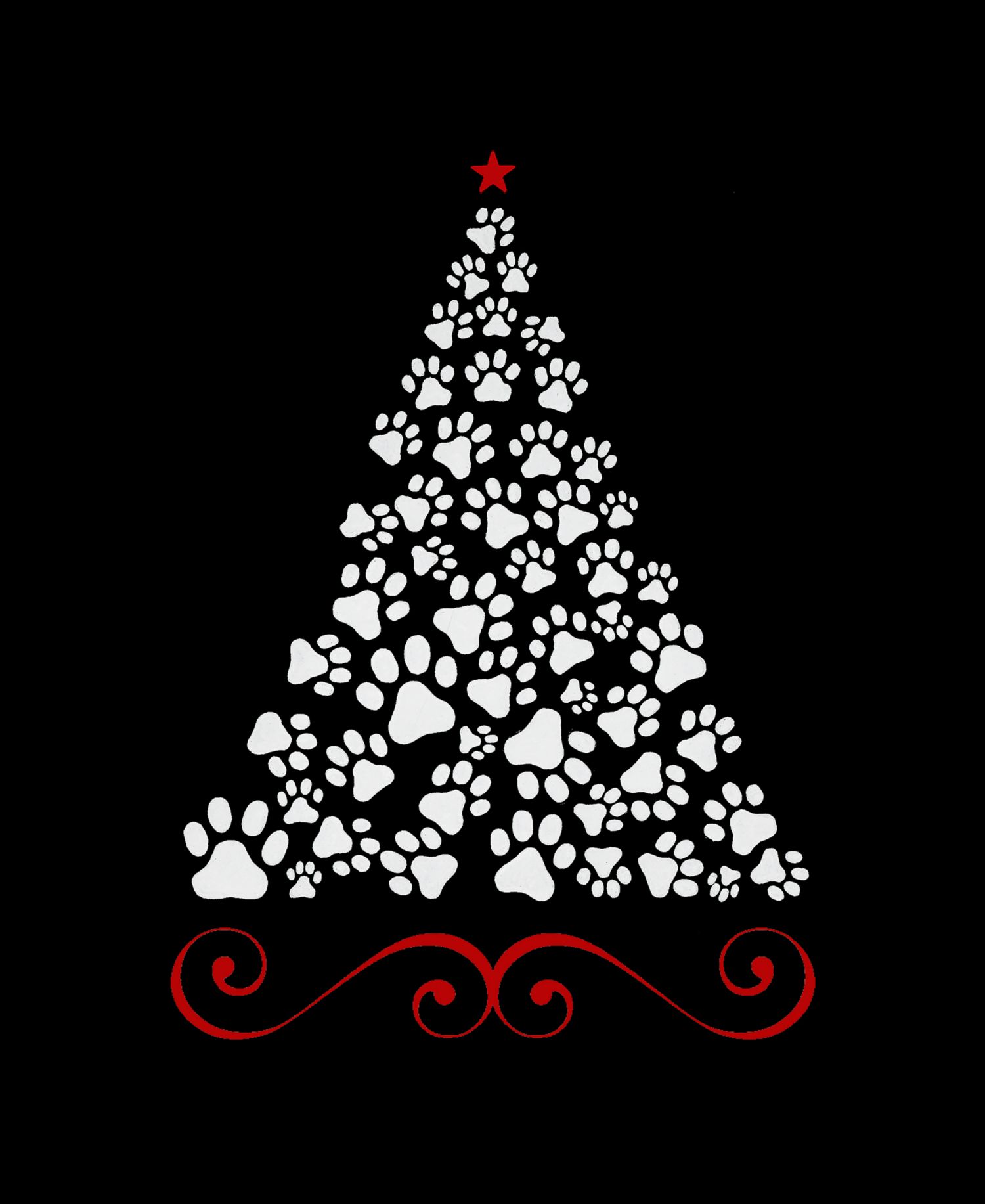 Men's Christmas Tree Paws Word Art Graphic Tank Top