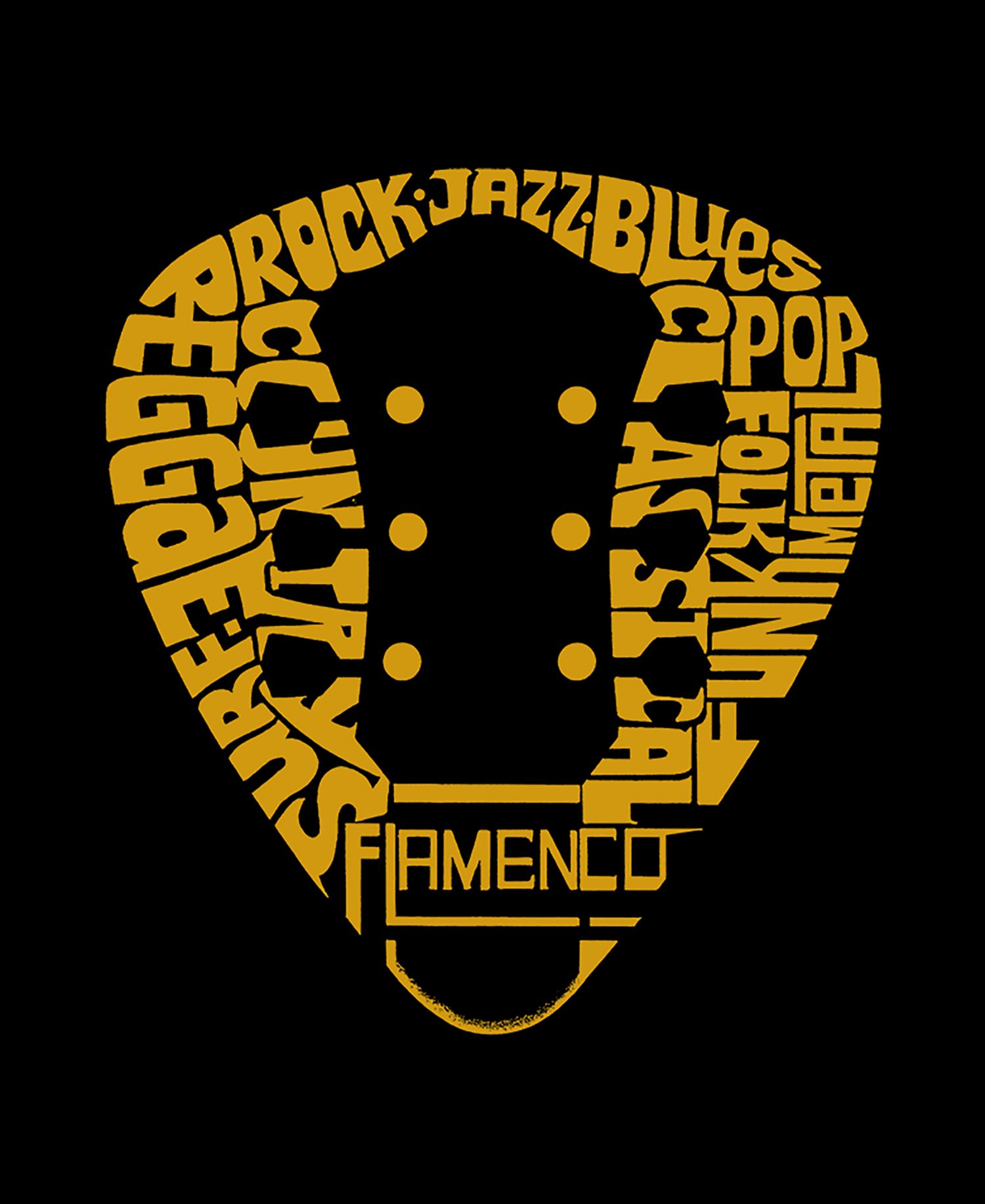 Men's Electric Guitar Neck Circular Word Art Graphic Tank Top
