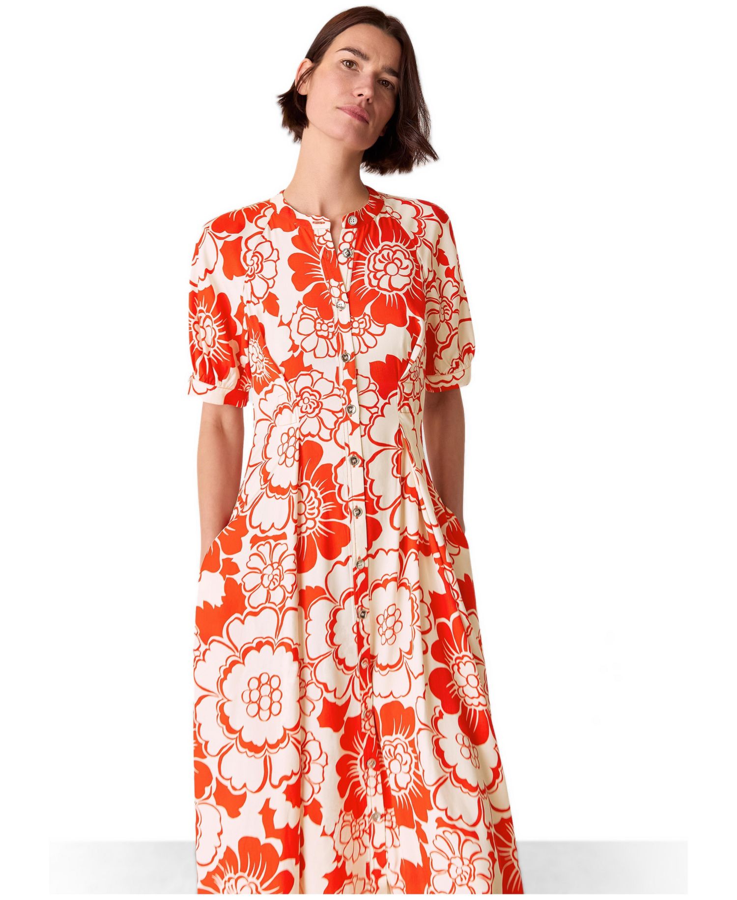 Women's Short Sleeve Bloom Floral Midi Dress