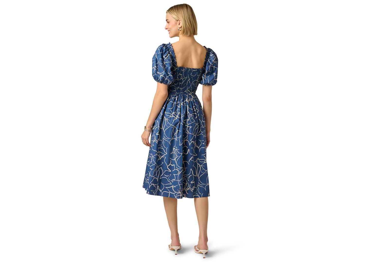 Women's Printed Smocked Midi Dress