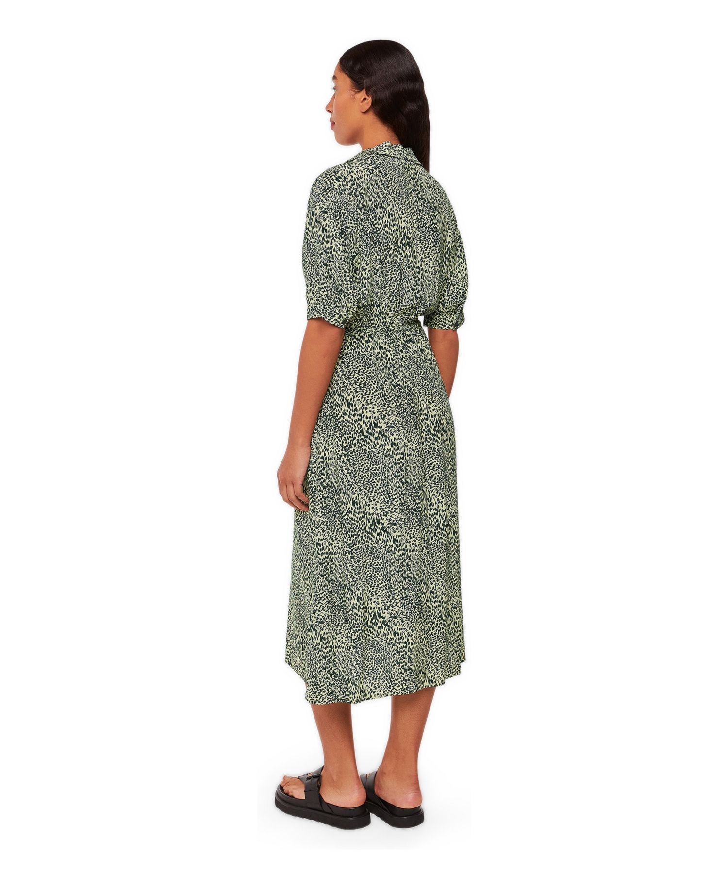 Women's Diagonal Leopard Print Midi Dress