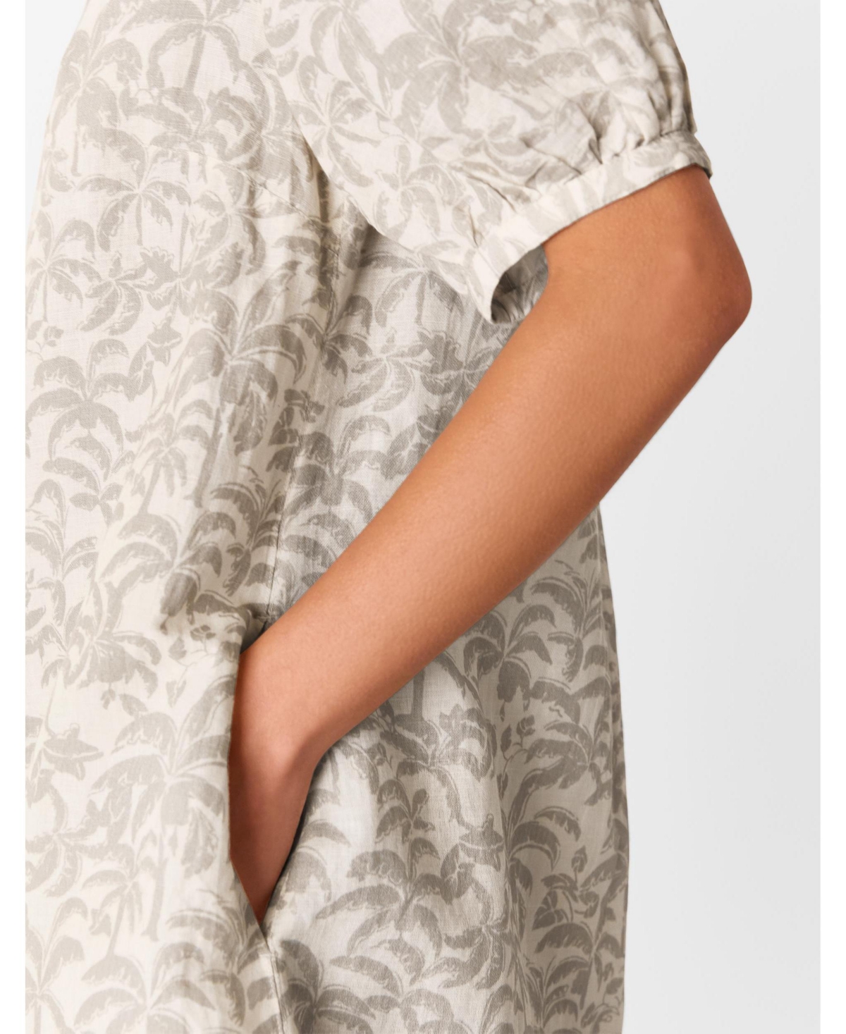 Whistles Women's Palm Print Linen Blend Mini Dress