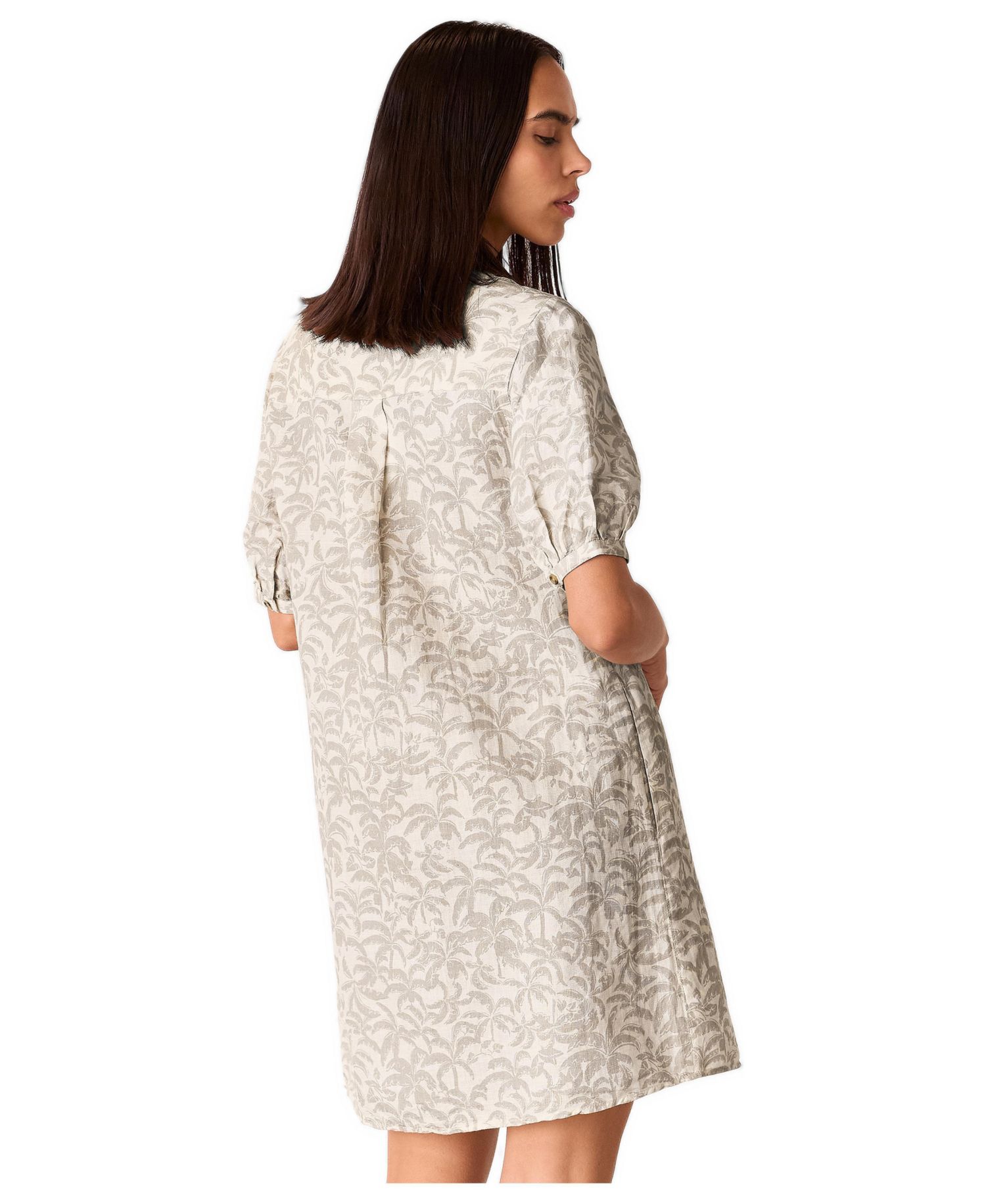 Women's Palm Print Linen Blend Mini Dress
