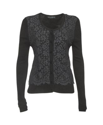 Women's Lace And Rib Knit Cardigan