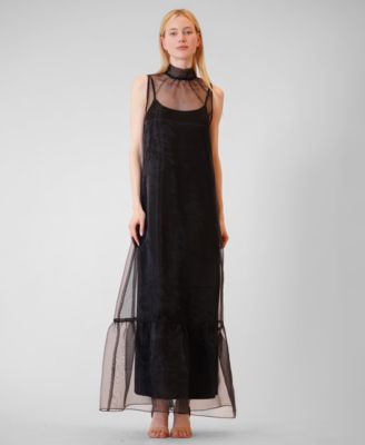 Women's High-Neck Overlay Dress