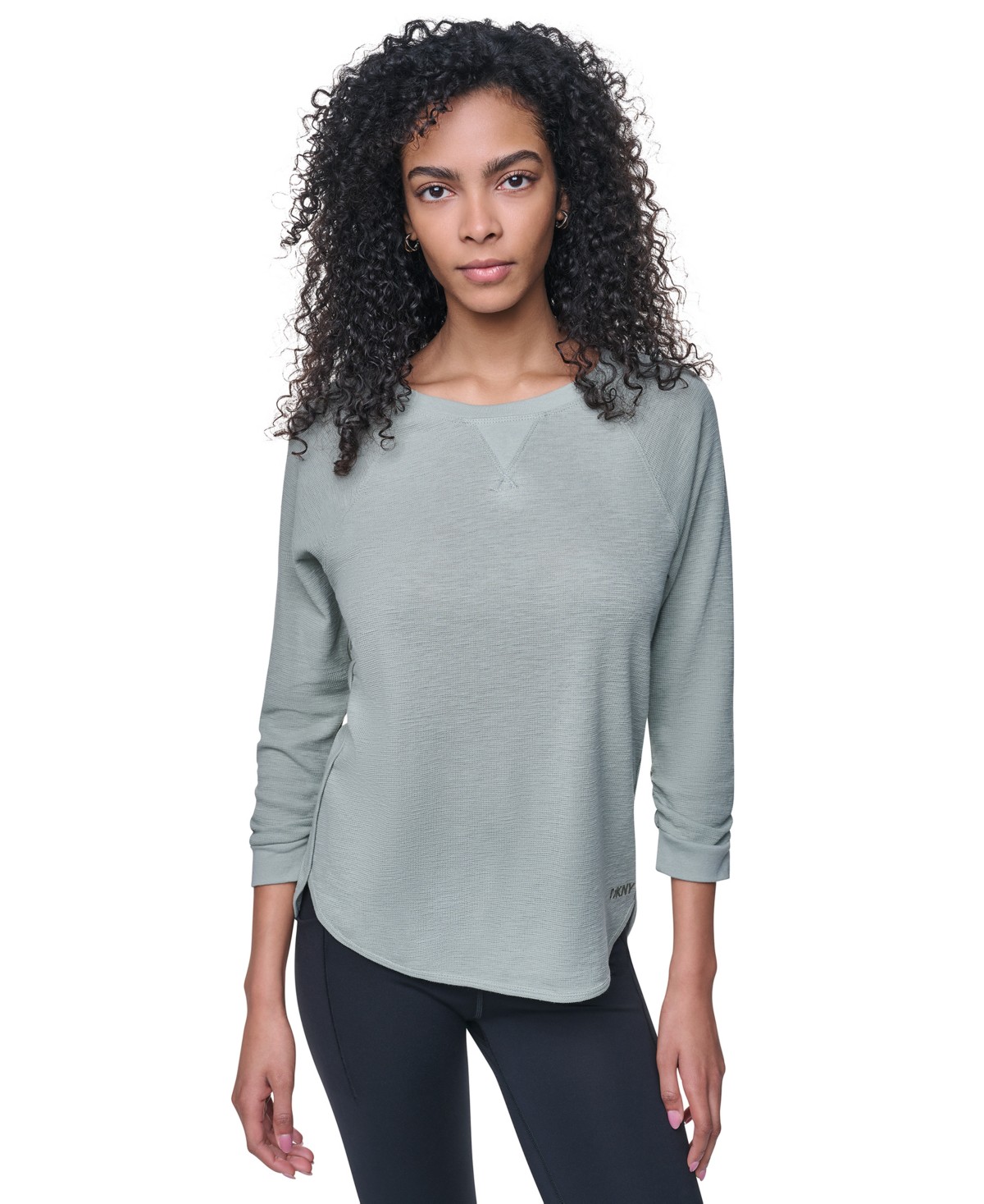 Женские DKNY Women's Mini Slub Waffle Three-Quarter-Sleeve T-Shirt — фото 1