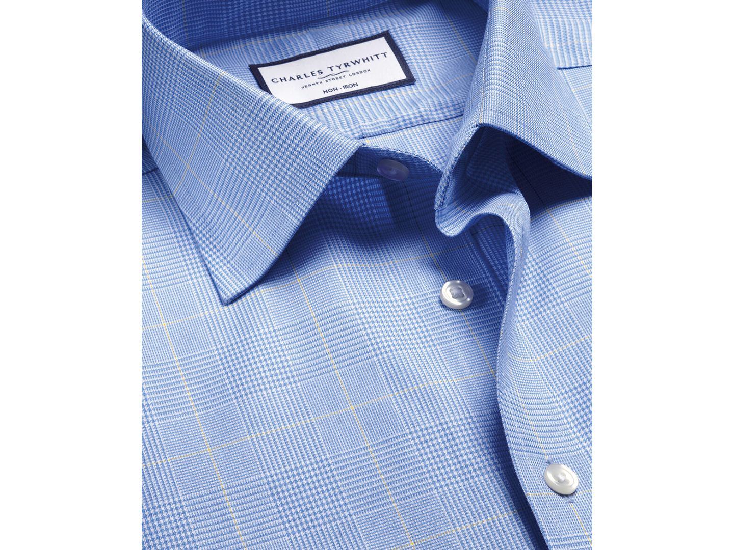 Мужская рубашка Charles Tyrwhitt Slim-Fit Spread Collar Dress Shirt, цвет: Средний синий — фото 4