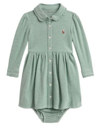 Baby Girls' Long-Sleeve Oxford Dress and Bloomer, 2-Piece Set