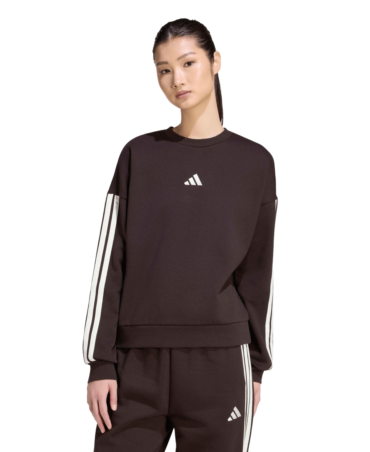 adidas Women's Essentials 3-Stripes Fleece Crew Neck Sweatshirt