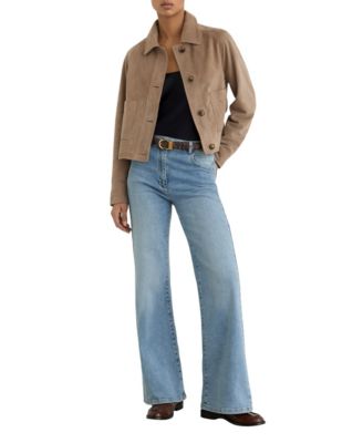 Women's Suede Cropped Trucker Jacket