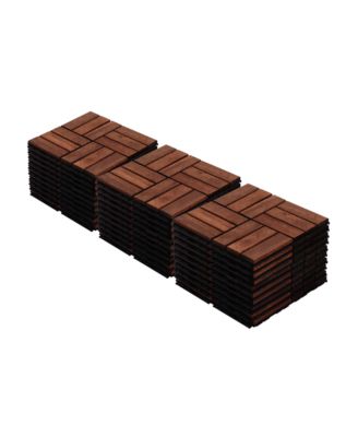 12-inch x 12-inch Acacia Wood Checker Pattern Interlocking Deck Tiles