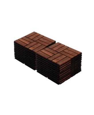 12-inch x 12-inch Acacia Wood Checker Pattern Interlocking Deck Tiles