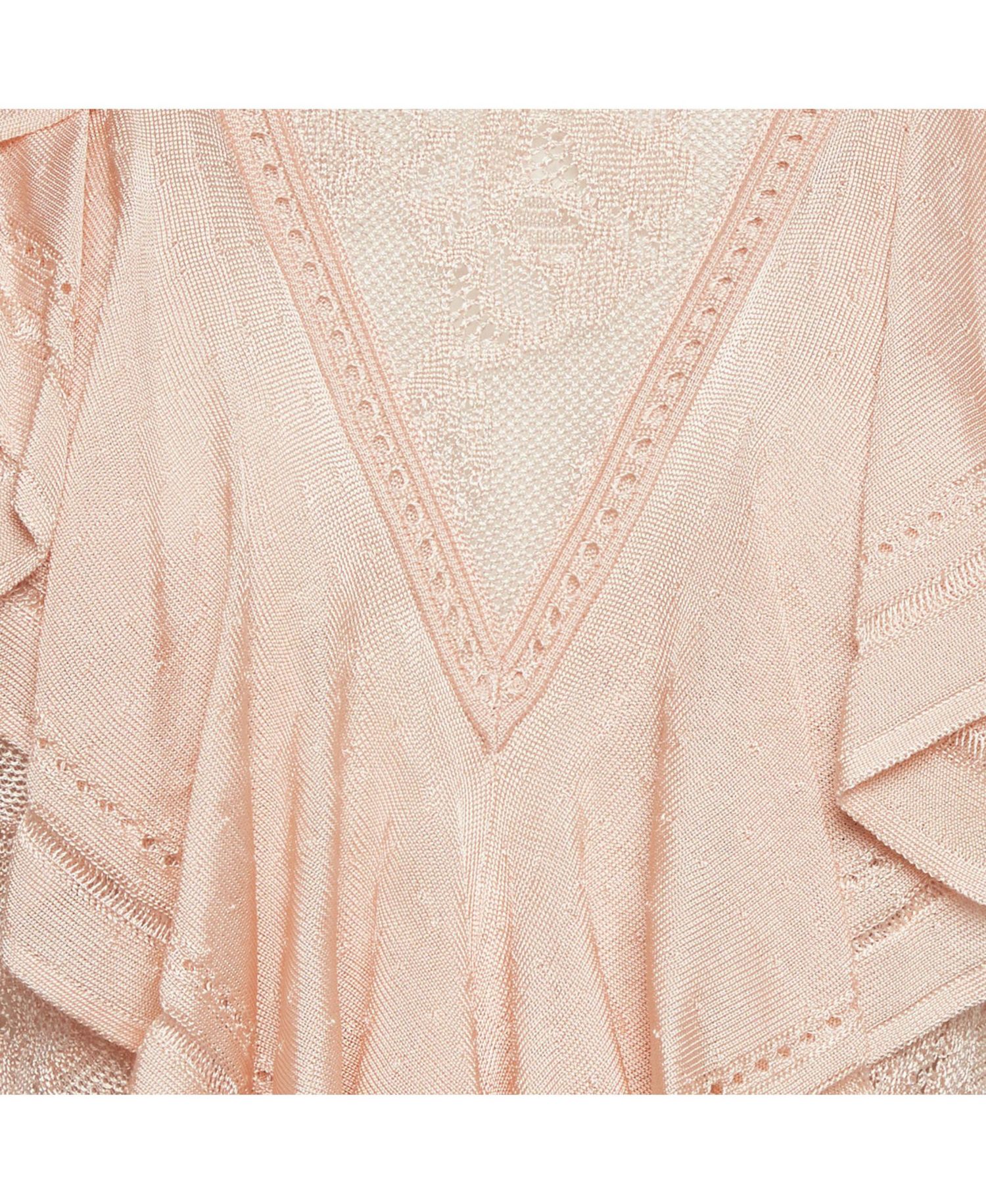 Women's Stretch Knit Ruffle Crew Neck Top