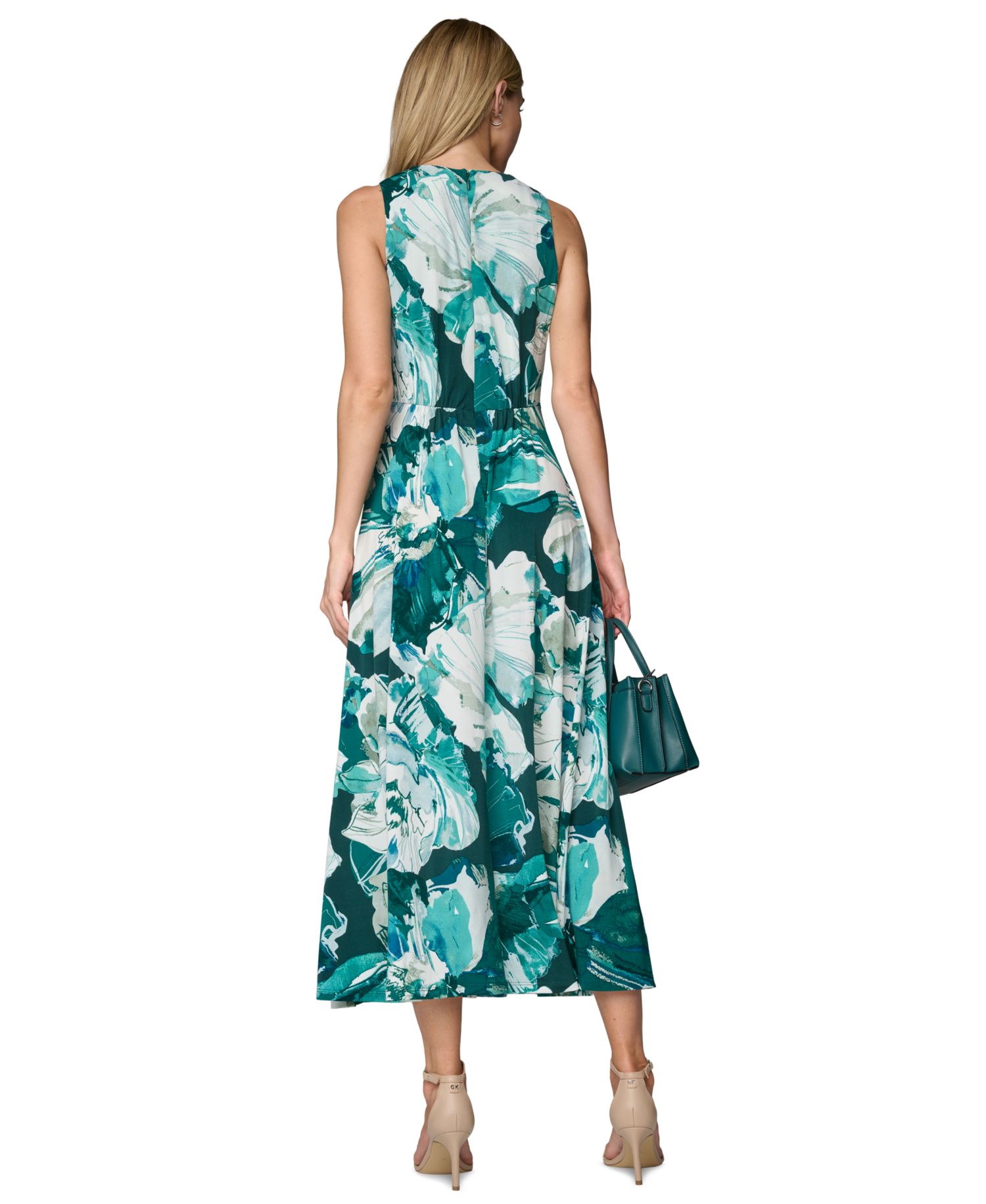 Women’s V-Neck Zip-Back Midi Dress